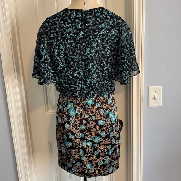 Misa Los Angeles Small Talia Dress ~ Floral Metallic Satin Evening Cocktail - Picture 3 of 10